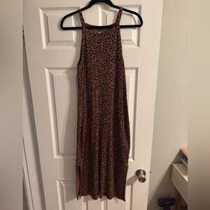 Old Navy Brown Spotted Midi Dress